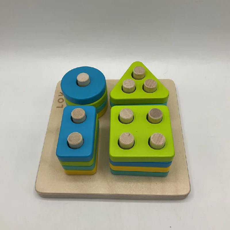 sturdy and safe wooden toys                 Lovevery Wooden Sort & Stack Peg Puzzle