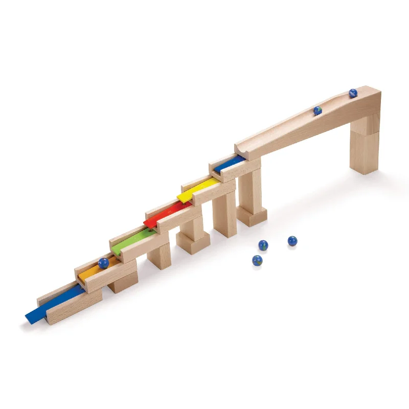 sturdy and durable wooden toys for rough play                   Marble Run Add On - Musical Steps Track