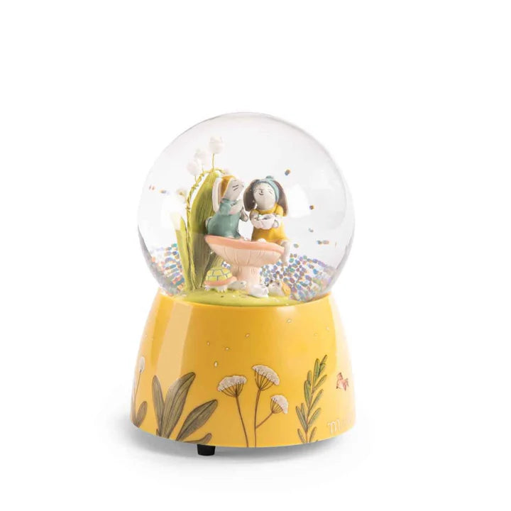 thoughtfully crafted and safe wooden toys                   Musical Snow Globe - Trois Petits Lapins