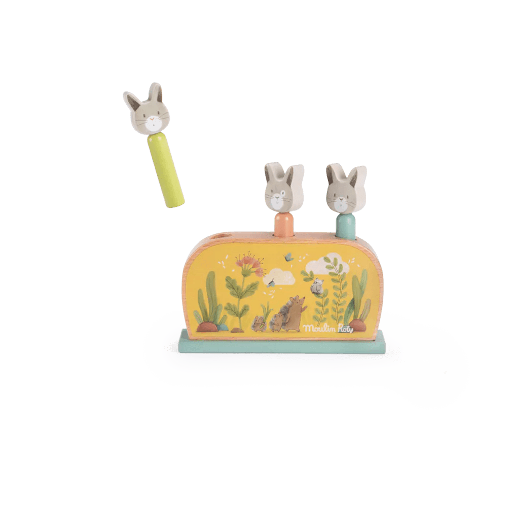 enchanting wooden toys for children                   Moulin Roty: Pop up toy Trois Petits Lapins