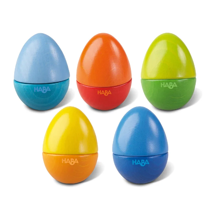eco-friendly wooden toys made from sustainable materials                   Set of 5 Wooden Musical Eggs