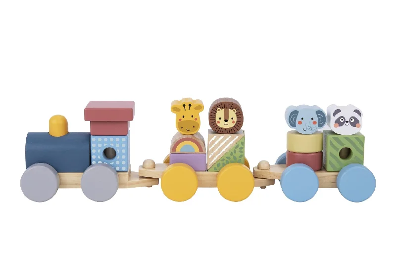 colorful wooden toys for toddlers             My Forest Friends - Stacking Animals Train