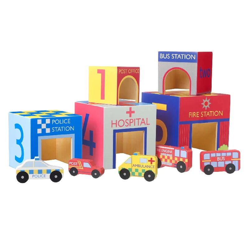 whimsical wooden toys                   Orange Tree Toys Emergency Services Wooden Stacking Cubes