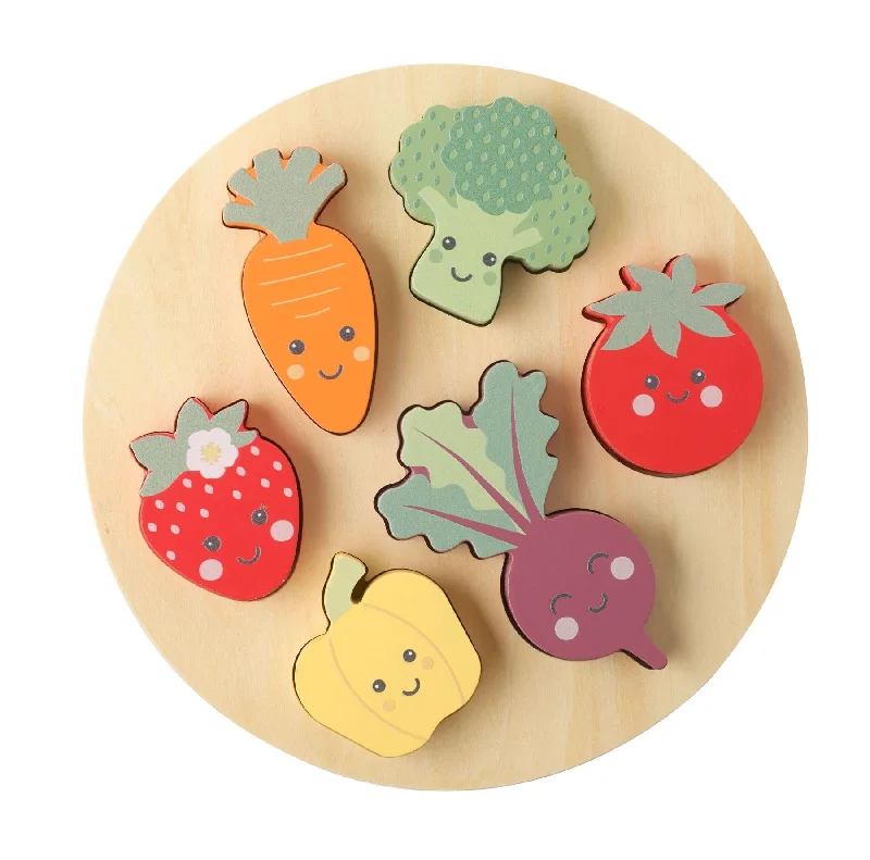 tactile wooden toys                   Orange Tree Toys Happy Veggies Wooden Puzzle