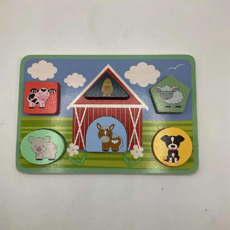 colorful and cheerful wooden toys                   Orange Tree Toys Wooden 6pc Wooden Chunky Barn Puzzle