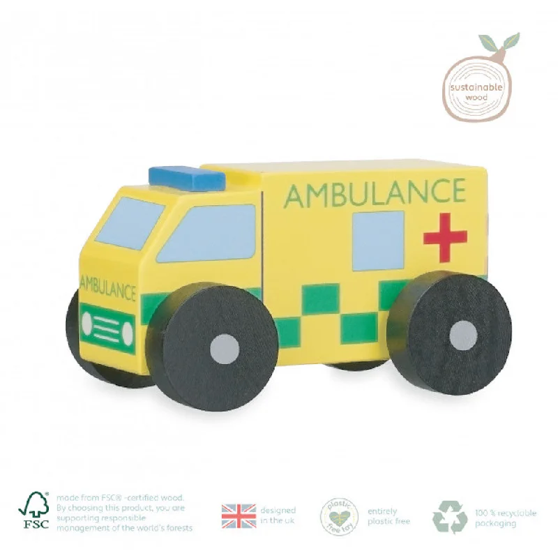 eco-friendly and safe wooden toys                   Orange Tree Toys - Ambulance Wooden Toy