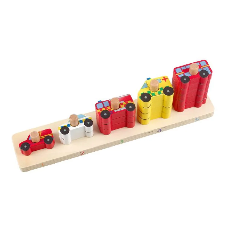 sturdy and long-lasting wooden toys for active play                   Orange Tree Toys - Wooden Emergency Vehicles Counting Game