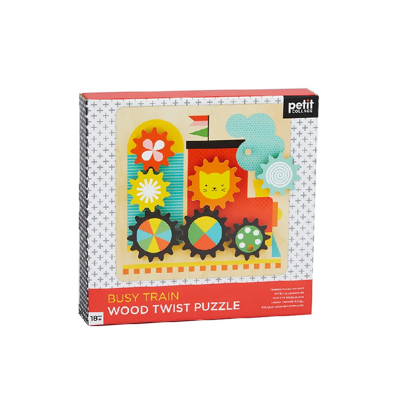 intricately designed wooden toys                 Busy Trains Wooden Twist Puzzle