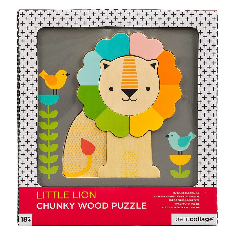 eco-friendly and safe wooden toys                   Petit Collage Little Lion Chunky Wood Puzzle