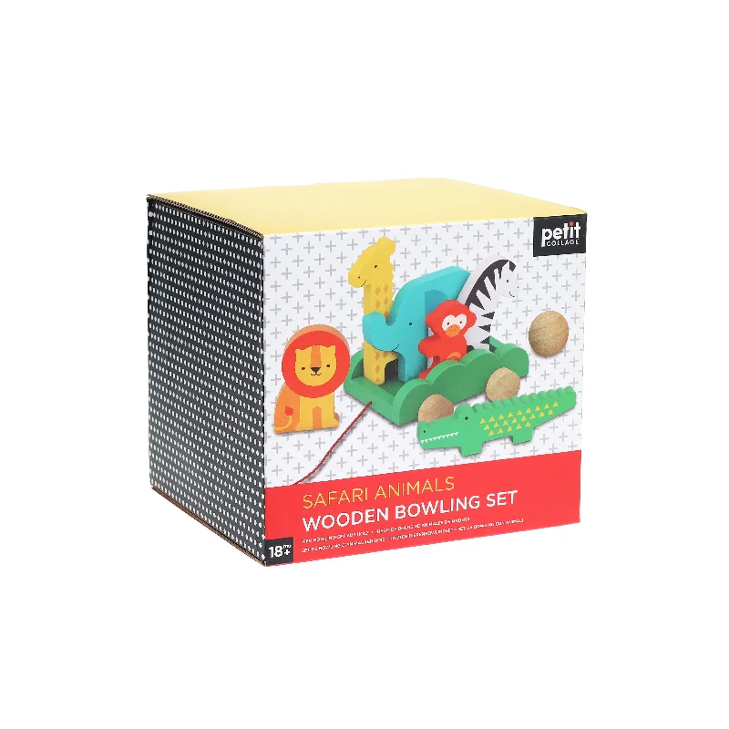 safe and non-toxic wooden toys for babies                   Safari Animals Wooden Bowling