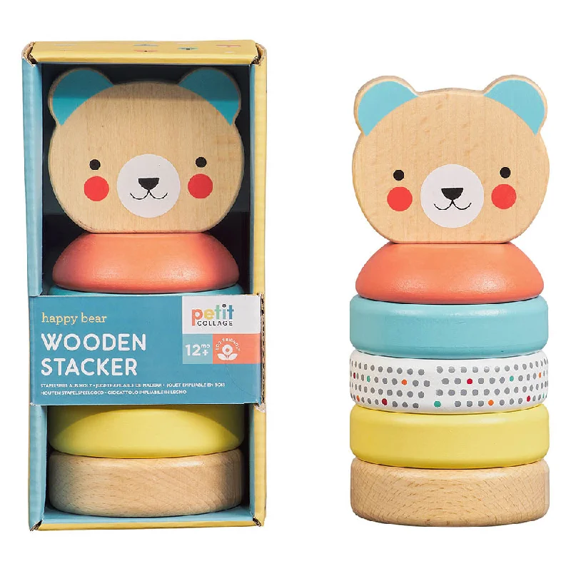 intricately designed wooden toys                 Petit Collage Wooden Bear Stacker
