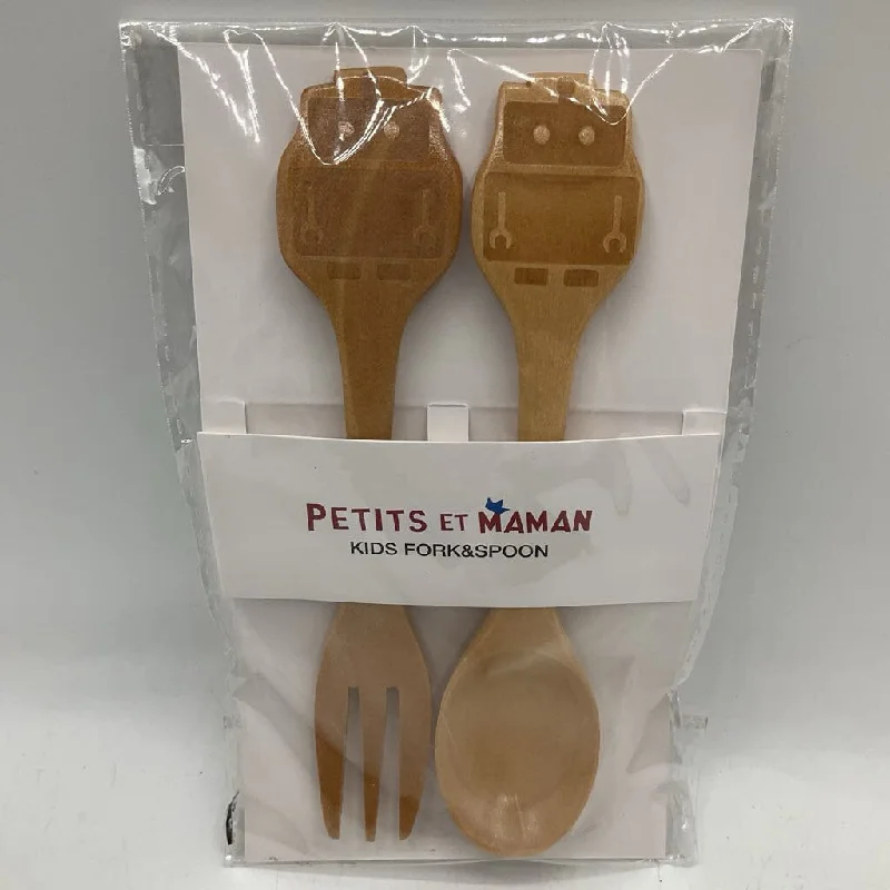 eco-friendly and sustainable wooden toys that promote environmental awareness                   Petits Et Maman Wooden Fork & Spoon-NEW