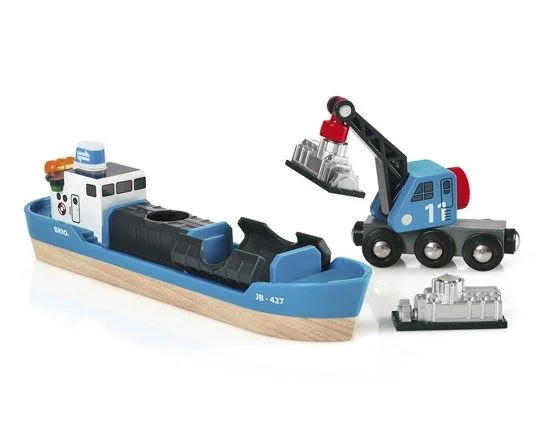 eco-conscious and sustainable wooden toys for children                   Brio 33534 Freight Ship and Crane