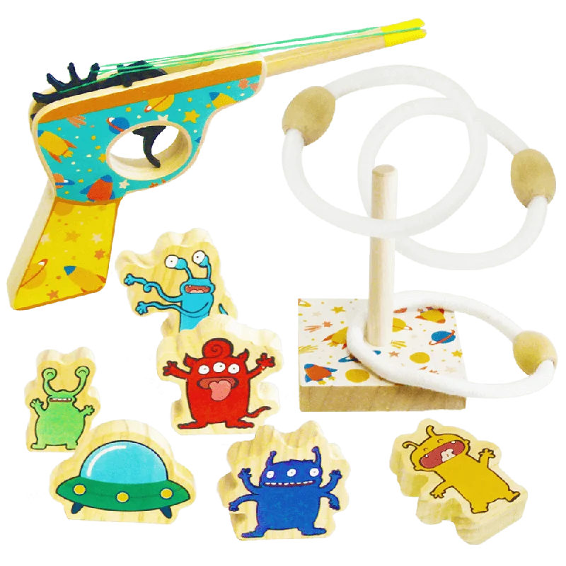 sturdy and long-lasting wooden toys for active play Rubber Band Blaster - Alien Game sturdy and long-lasting wooden toys for active play Rubber Band Blaster - Alien Game