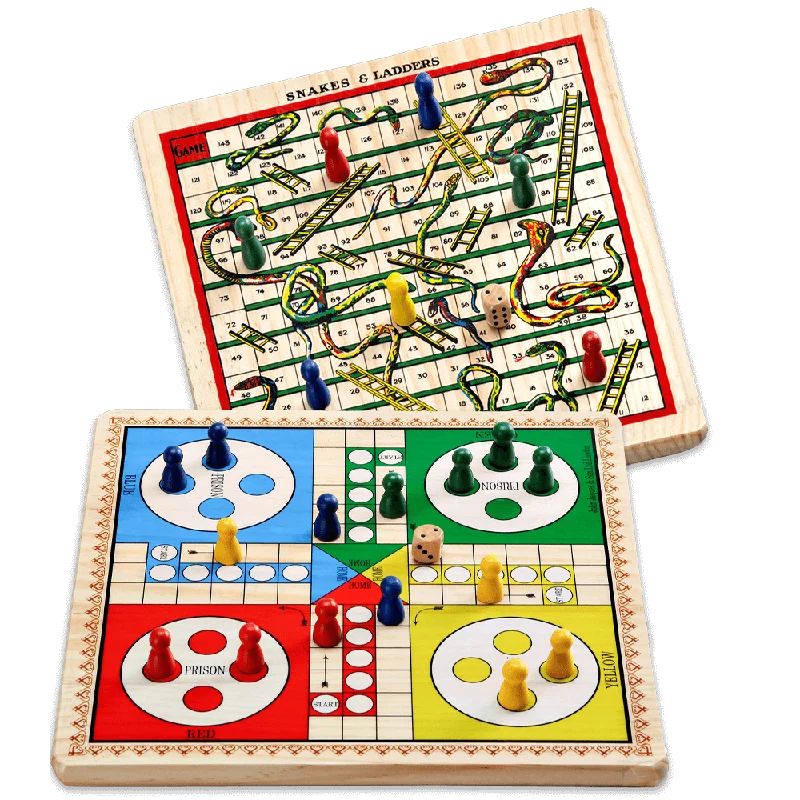 eco-friendly wooden toys                   Classic Board Game - Snakes and Ladders & Ludo