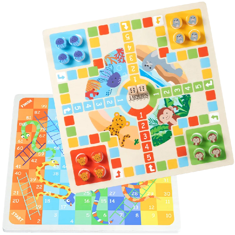 imaginative wooden toys                  Snakes and Ladders with Ludo - Family Board Game