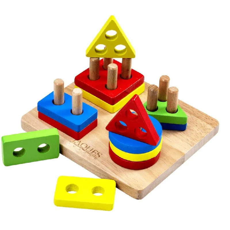 imaginative wooden toys                  Wooden Puzzle Board - Geometric Stacking Toy
