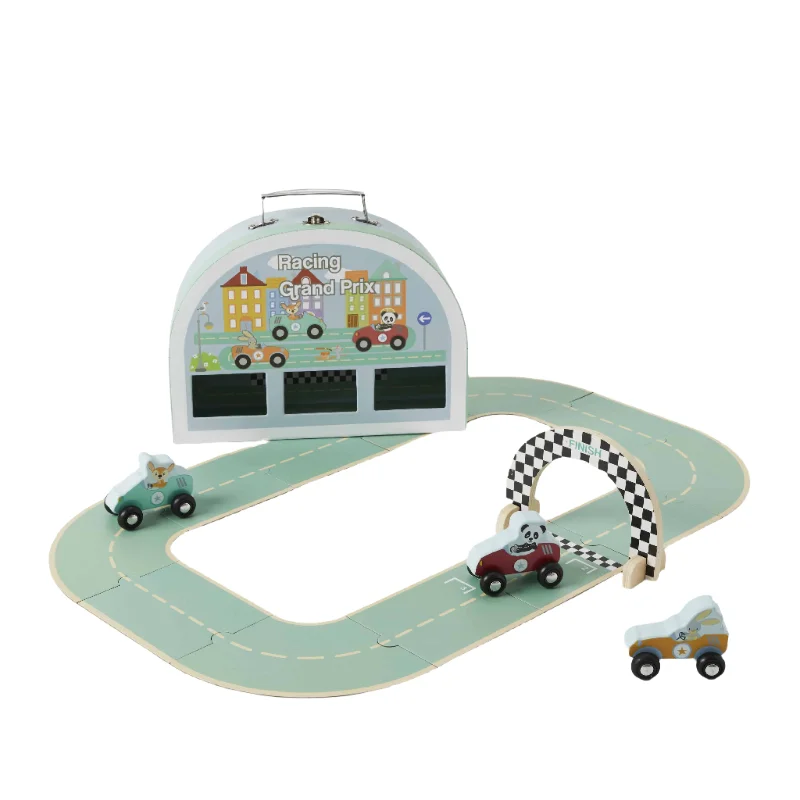 intricately carved wooden toys                   Studio Circus - Racing Grand Prix