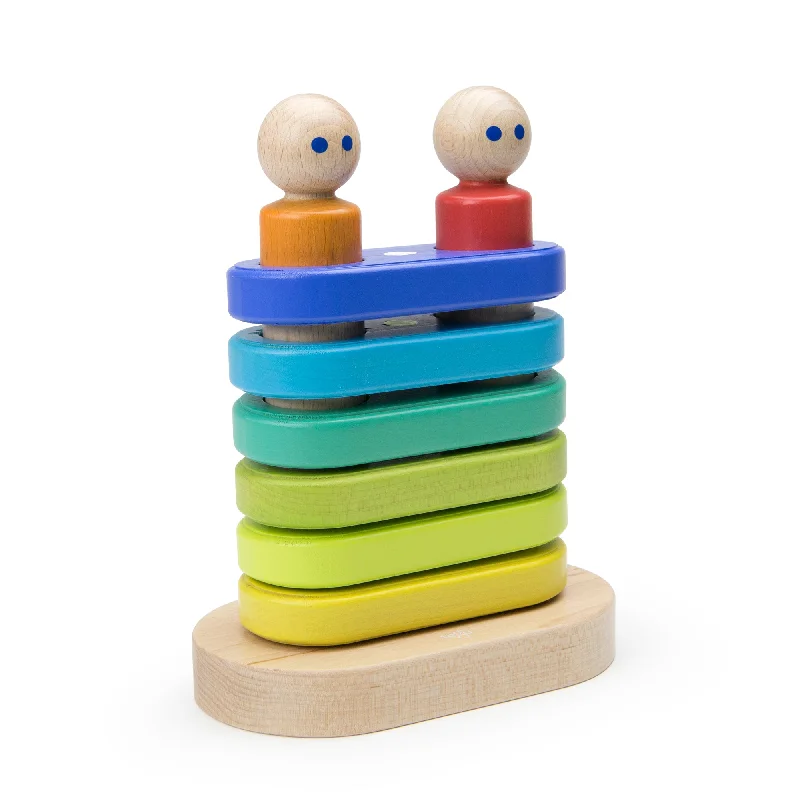 robust and durable wooden toys that are built to last                   Tegu Floating Stacker Blue & Green Magnetic Wooden Blocks