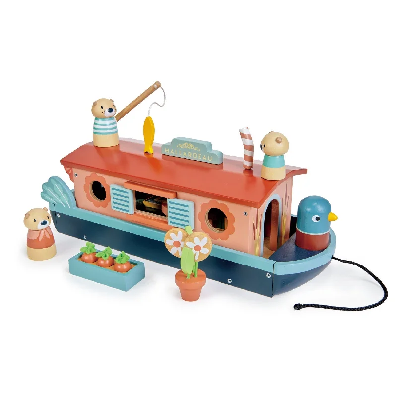 traditional wooden toys                   Tender Leaf Toys Little Otter Canal Boat