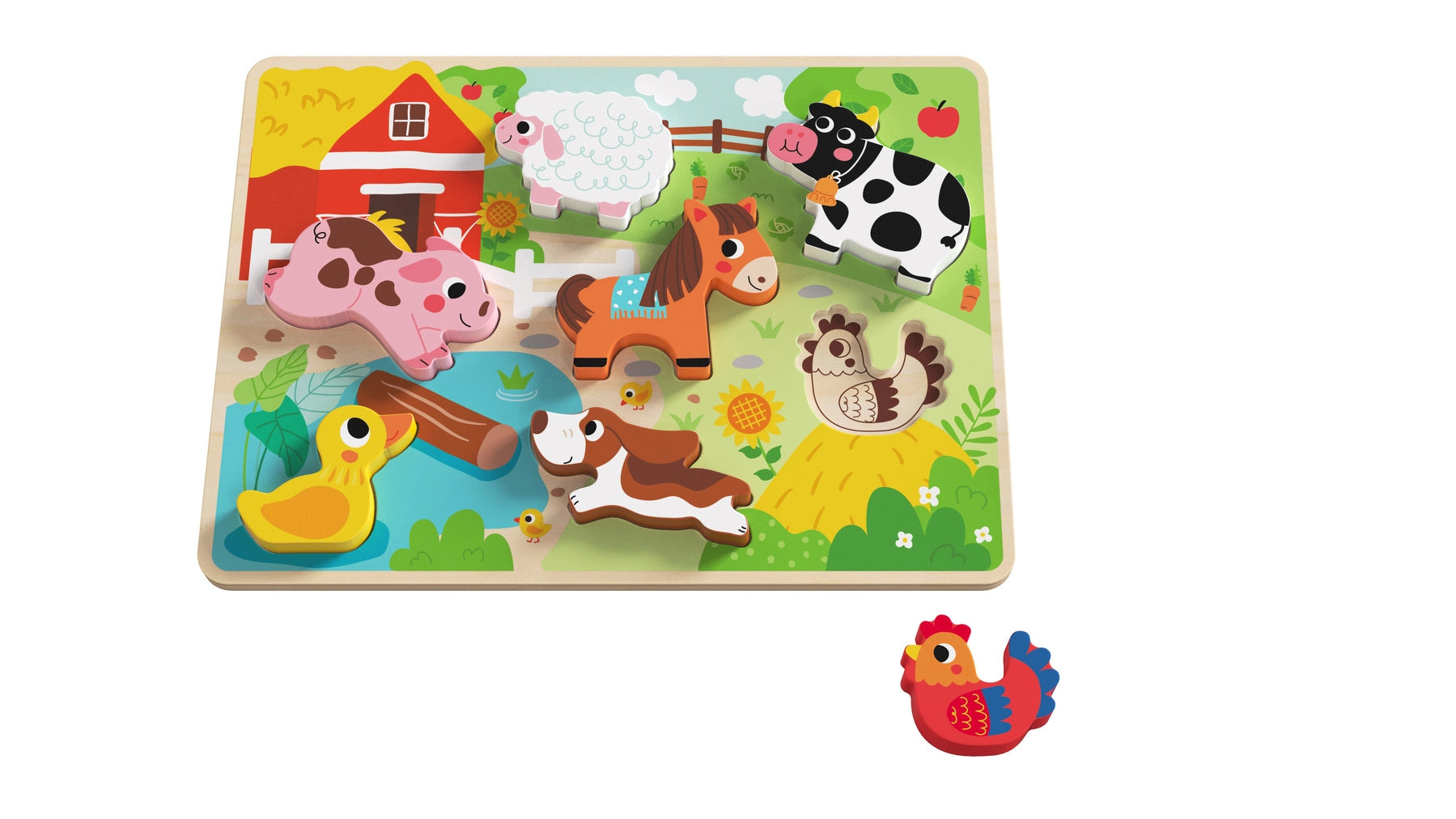robust and engaging wooden toys for kids                   Tooky Toy - CHUNKY PUZZLE - FARM