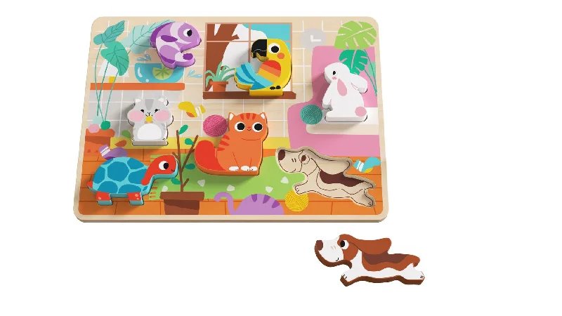 play-value packed wooden toys                   Tooky Toy - CHUNKY PUZZLE - Pet
