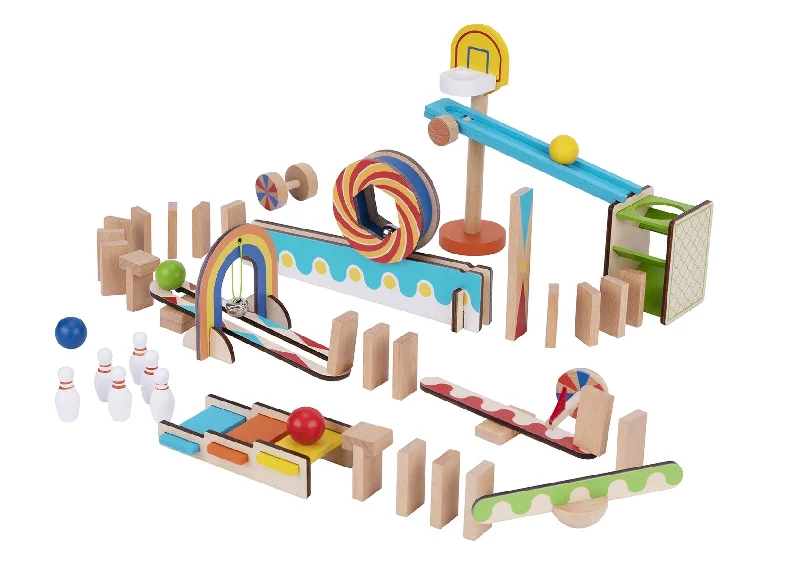 enchanting wooden toys for children                   Tooky Toy - DOMINO RUN BUILDING SET