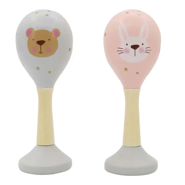 sturdy construction wooden toys                   Toyslink - Wooden Maracas Bear & Rabbit