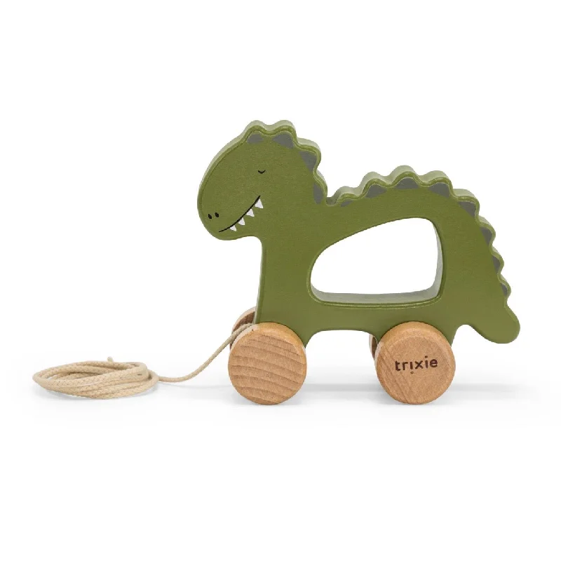 eco-friendly and sustainable wooden toys that promote environmental awareness                   Trixie: Wooden Pull Along Toy - Mr. Dino