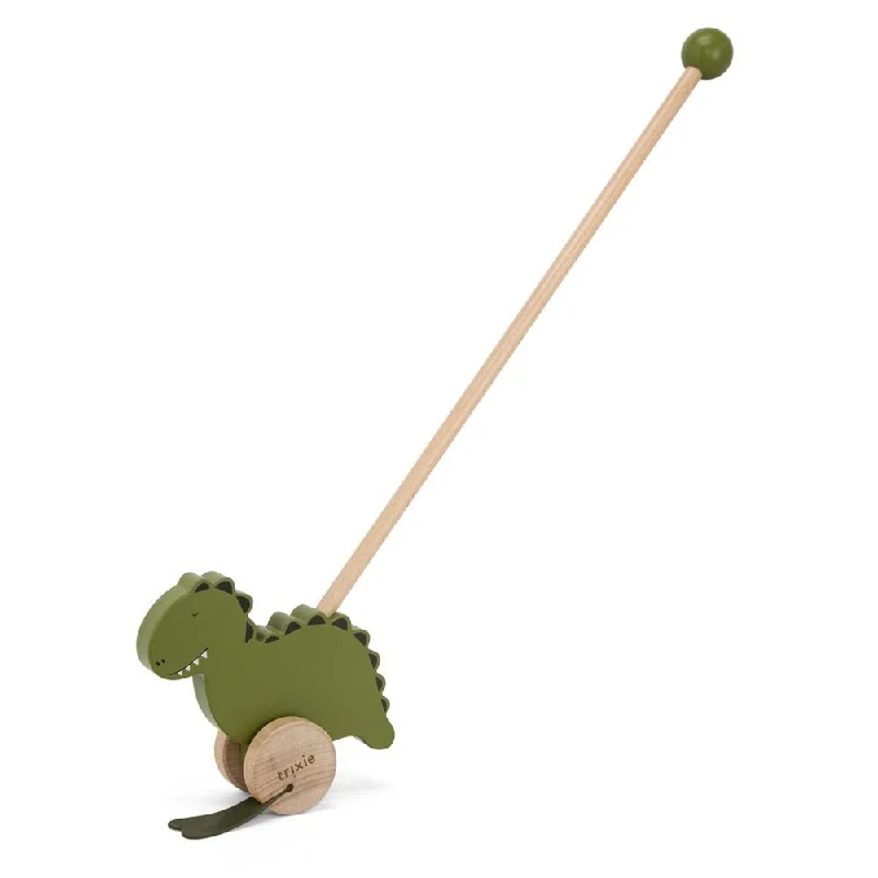 enchanting and whimsical wooden toys for children                   Trixie: Wooden push along toy - Mr. Dino