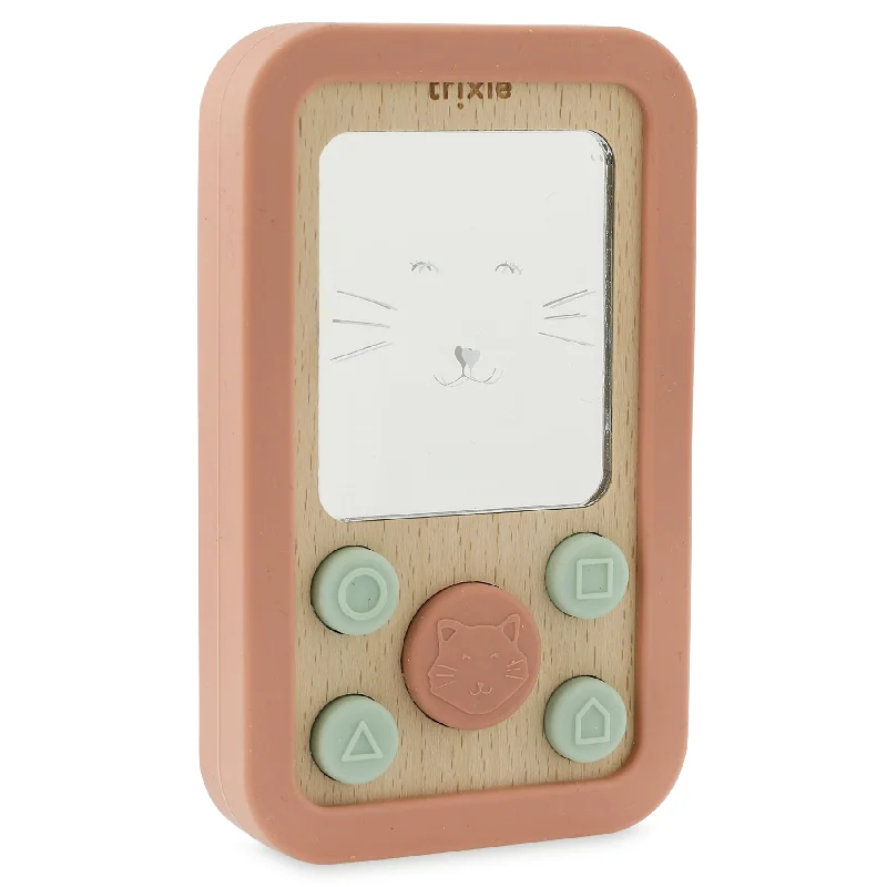 sustainable wooden toys                   Trixie: Wooden silicone baby phone - Mrs Cat