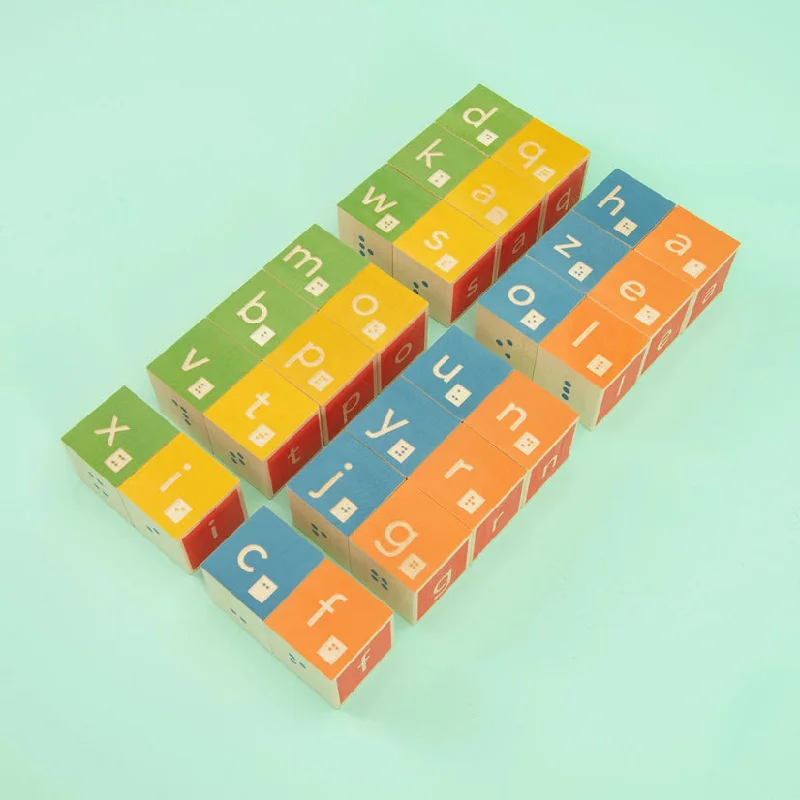 whimsical wooden toys                   Uncle Goose Braille Alphabet Wooden Blocks