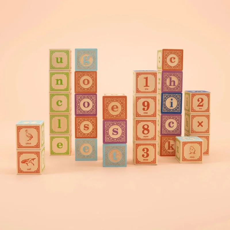 age-appropriate wooden toys                   Uncle Goose Classic Lower Case abc Wooden Blocks
