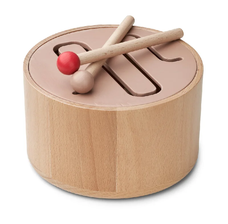 charming wooden toys                   Drum - Wooden - Tuscany Rose/Apple Red Mix