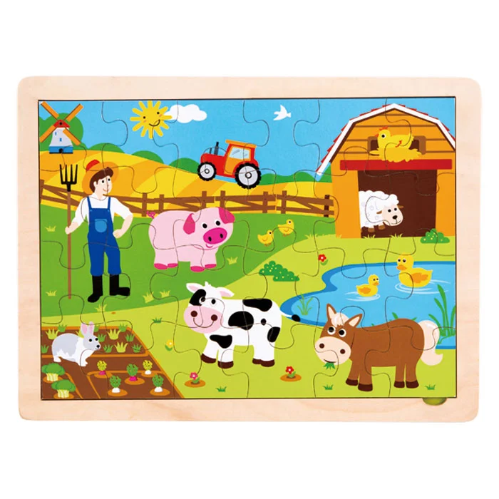 sturdy construction wooden toys                   Wooden Farm Animals Jigsaw Puzzle