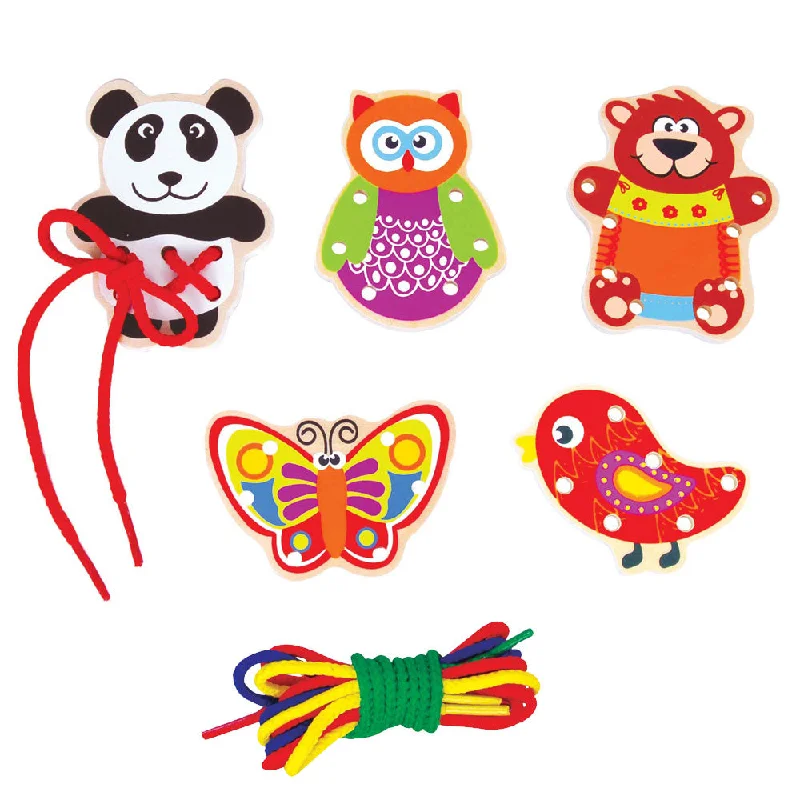 skillfully made wooden toys               Wooden Threading Friends Playset