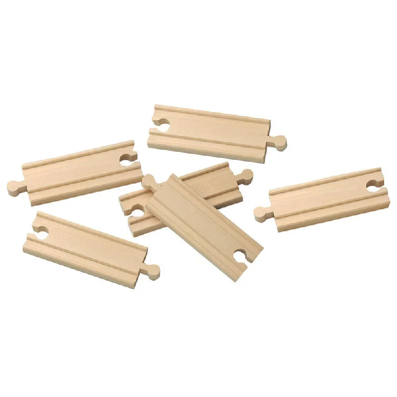 age-appropriate wooden toys                   Li'l Chugs - Wooden Train Track Straight - SET of 6