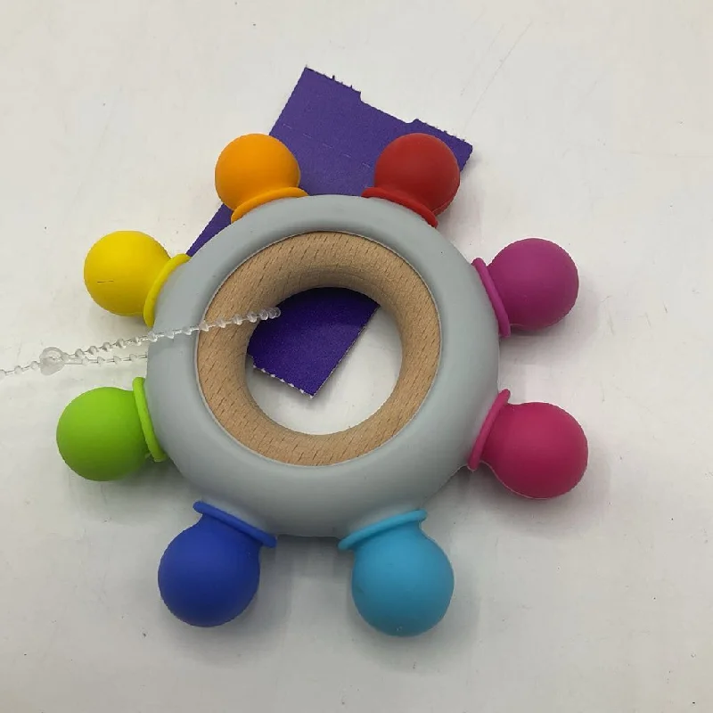 eco-friendly wooden toys                   Wooden/Silicone Rainbow Baby Teether