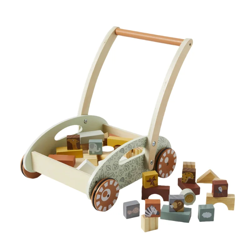 functional wooden toys               Zookabee - Baby Walker With Blocks