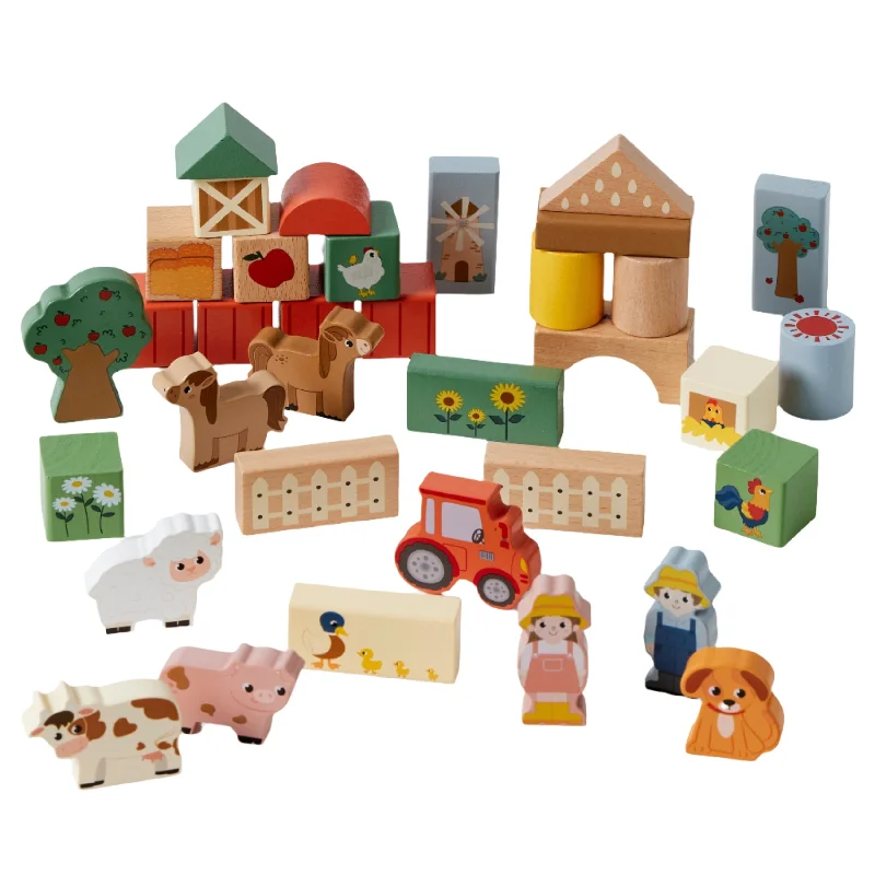 handcrafted wooden toys                  Zookabee - FARM FUN BLOCKS