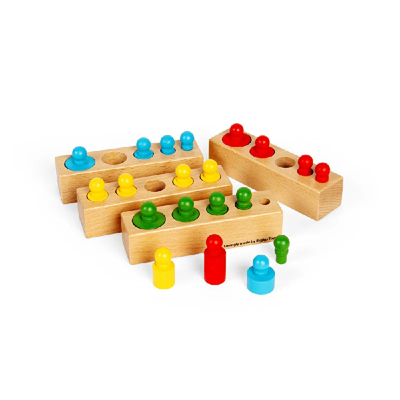 Casual games Bigjigs Toys Wooden Peg Blocks, Size & Shape Sorter - 24 Pieces