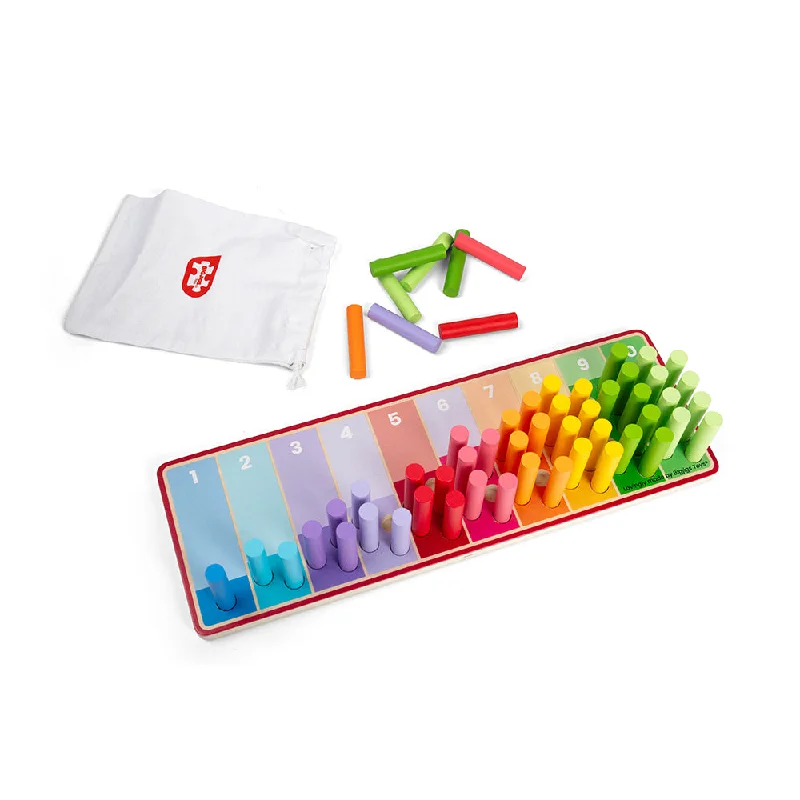 Relaxing games Bigjigs Toys Wooden Rainbow Counting Sticks Game, Includes 55 Sticks