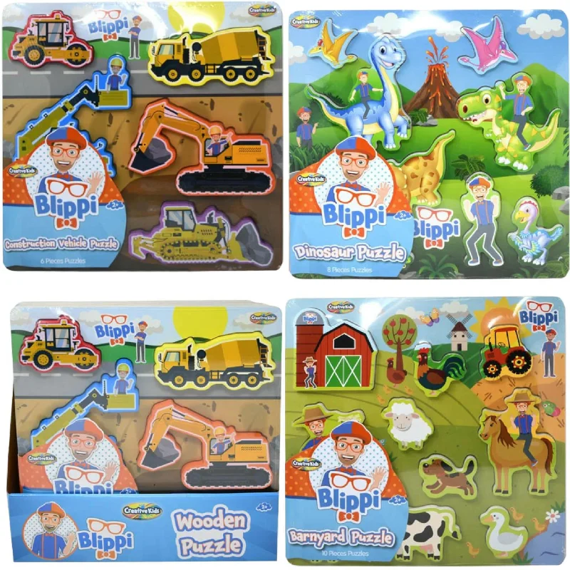 Competitive games Montessori Blippi Large Wooden Puzzles For Kids Creative Kids
