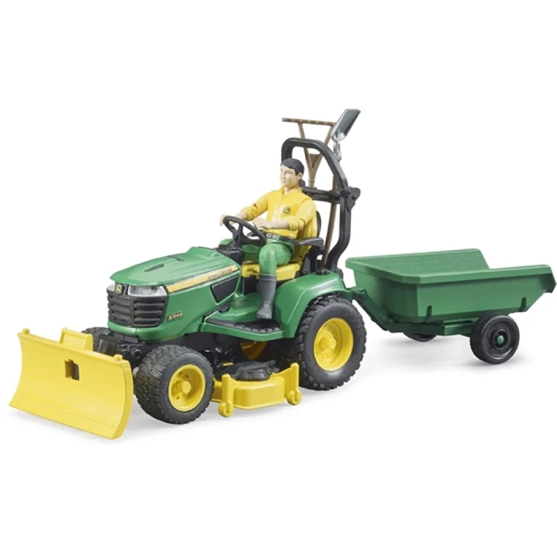 High-quality toy cars Bruder Bworld John Deere Lawn Tractor with Ttrailer & Garden