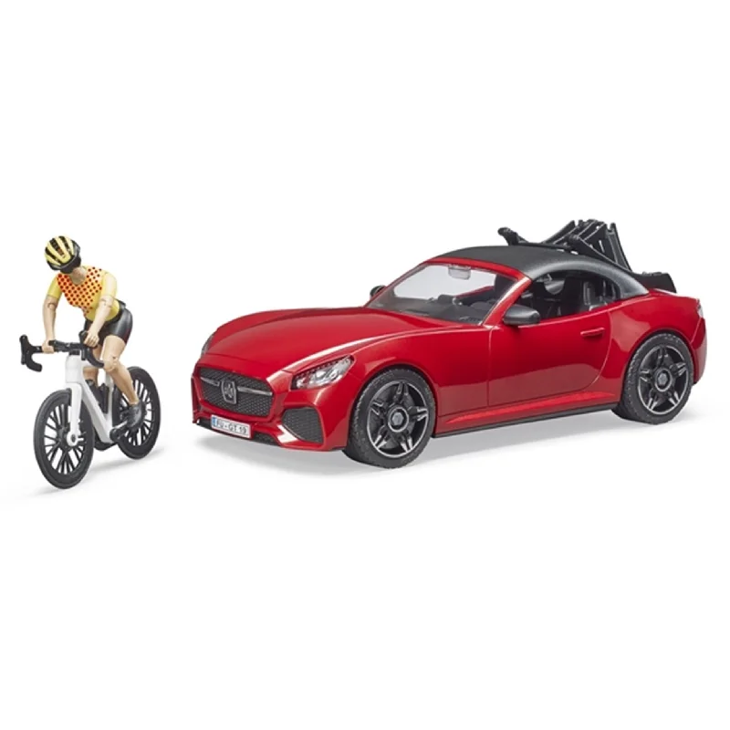 High-quality toy cars Bruder Roadster with Road Bike & Cyclist