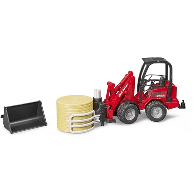Enthusiastic toysBruder Schäffer Compact Loader 2630 with Bale Gripper &1 Bale