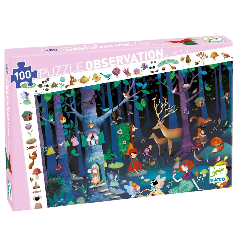 Age-appropriate puzzles Enchanted Forest Observation Jigsaw Puzzle - 100 Piece