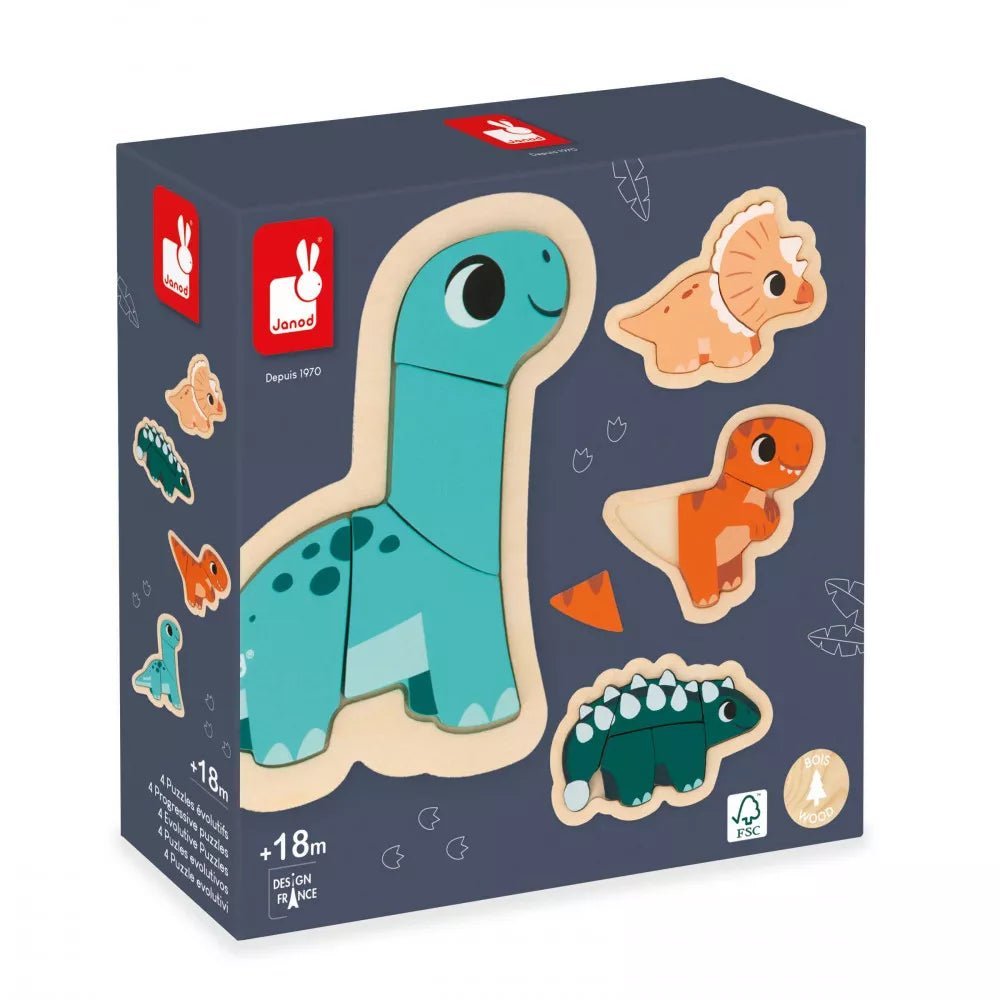 Time-consuming puzzles Janod: Dino - 4 Progressive Puzzles
