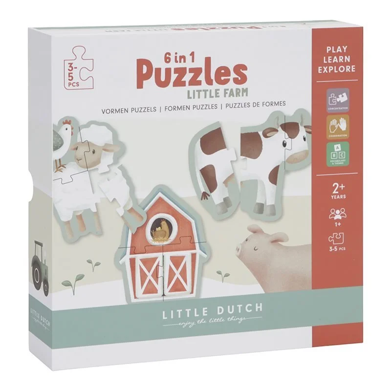 Logical puzzles Little Dutch: 6 In 1 Progressive Puzzles - Little Farm