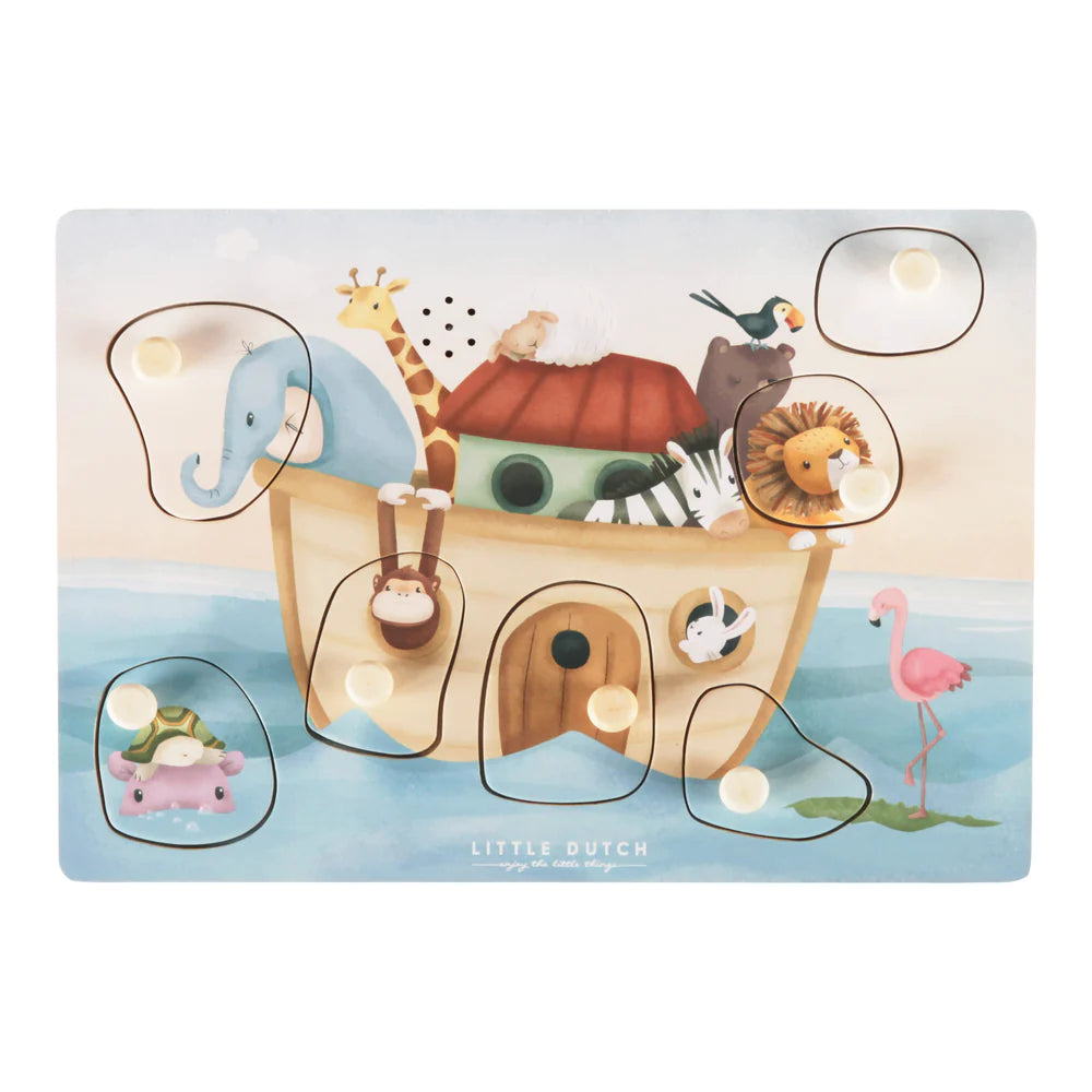 Time-consuming puzzles Little Dutch Wooden Sound Puzzle - Noah's Ark